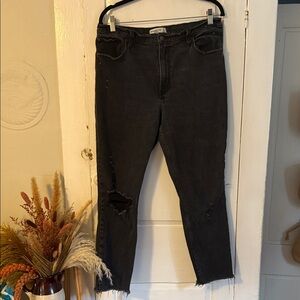Abercrombie Skinny High Rise Ripped Black Jeans